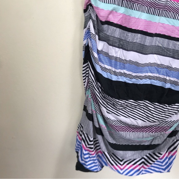 KUT from The Kloth NEW Jersey Ruched Stretch Striped Midi Dress Minimalist Lined - Picture 11 of 16